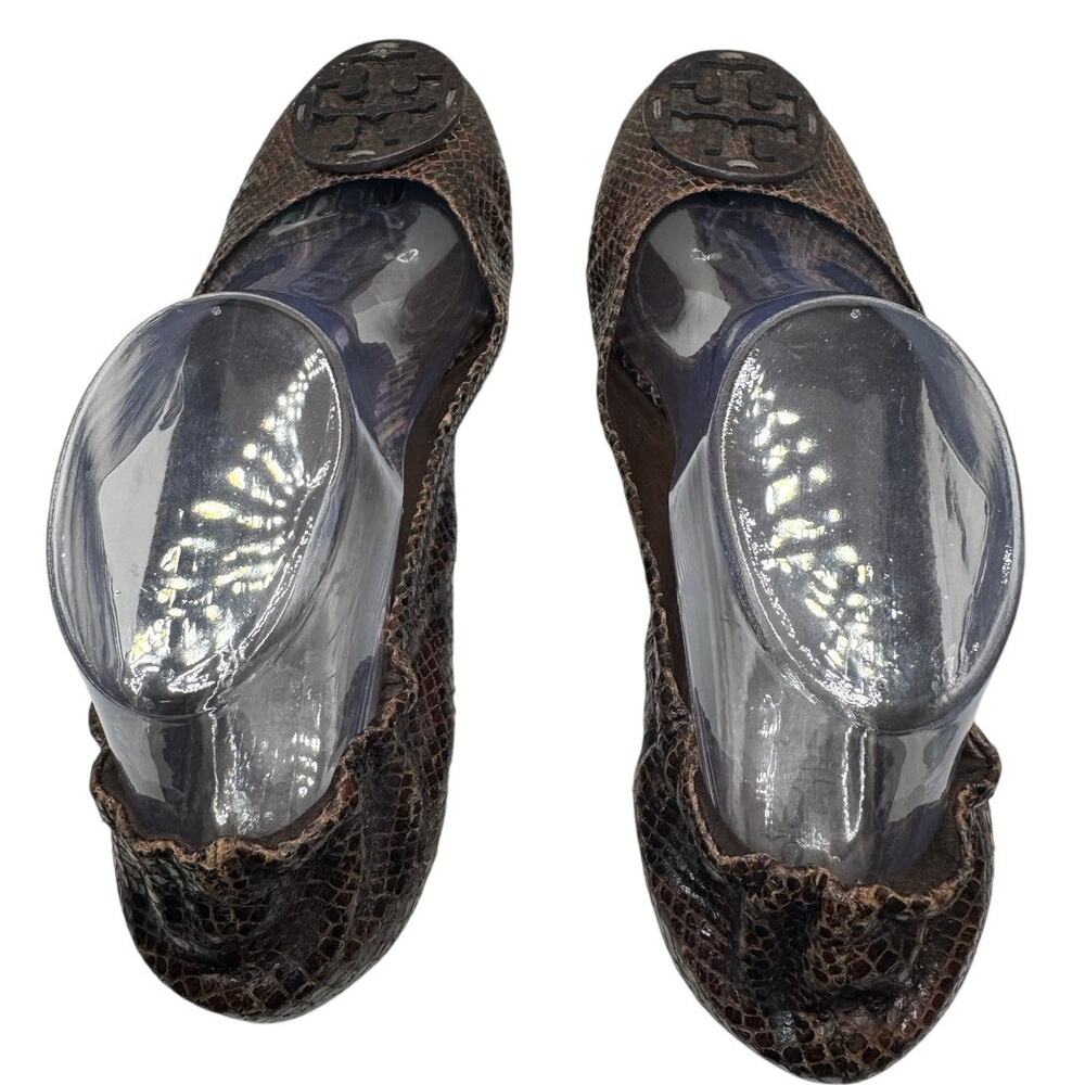 Tory Burch Reva Ballet Flats Brown Snakeskin Size 8 - Picture 5 of 9